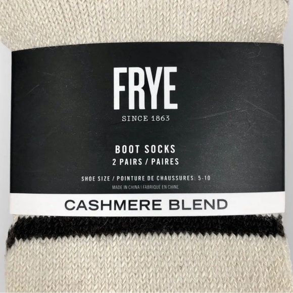 Frye Cashmere Blend Boot Socks Womens 2 Pack Ivory/Brown Size 5-10! - Picture 2 of 5